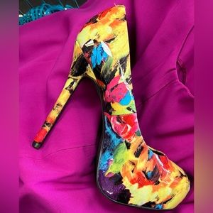 Steve Madden Heels Pumps Shoes Platform Stilettos Floral Nala Women's Size 7½